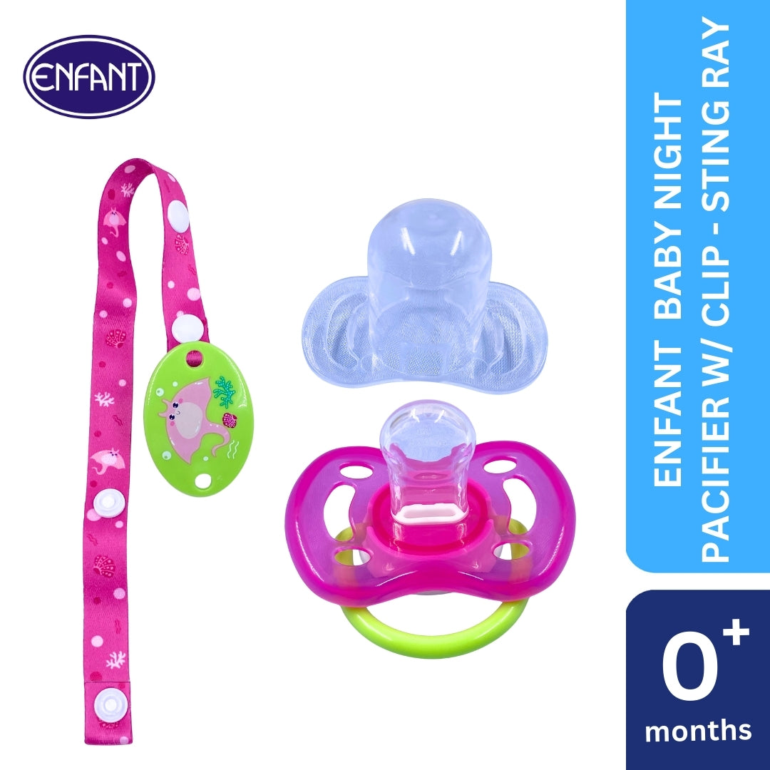 ENFANT BABY PACIFIER GLOW IN THE DARK WITH CLIP ON LANYARD