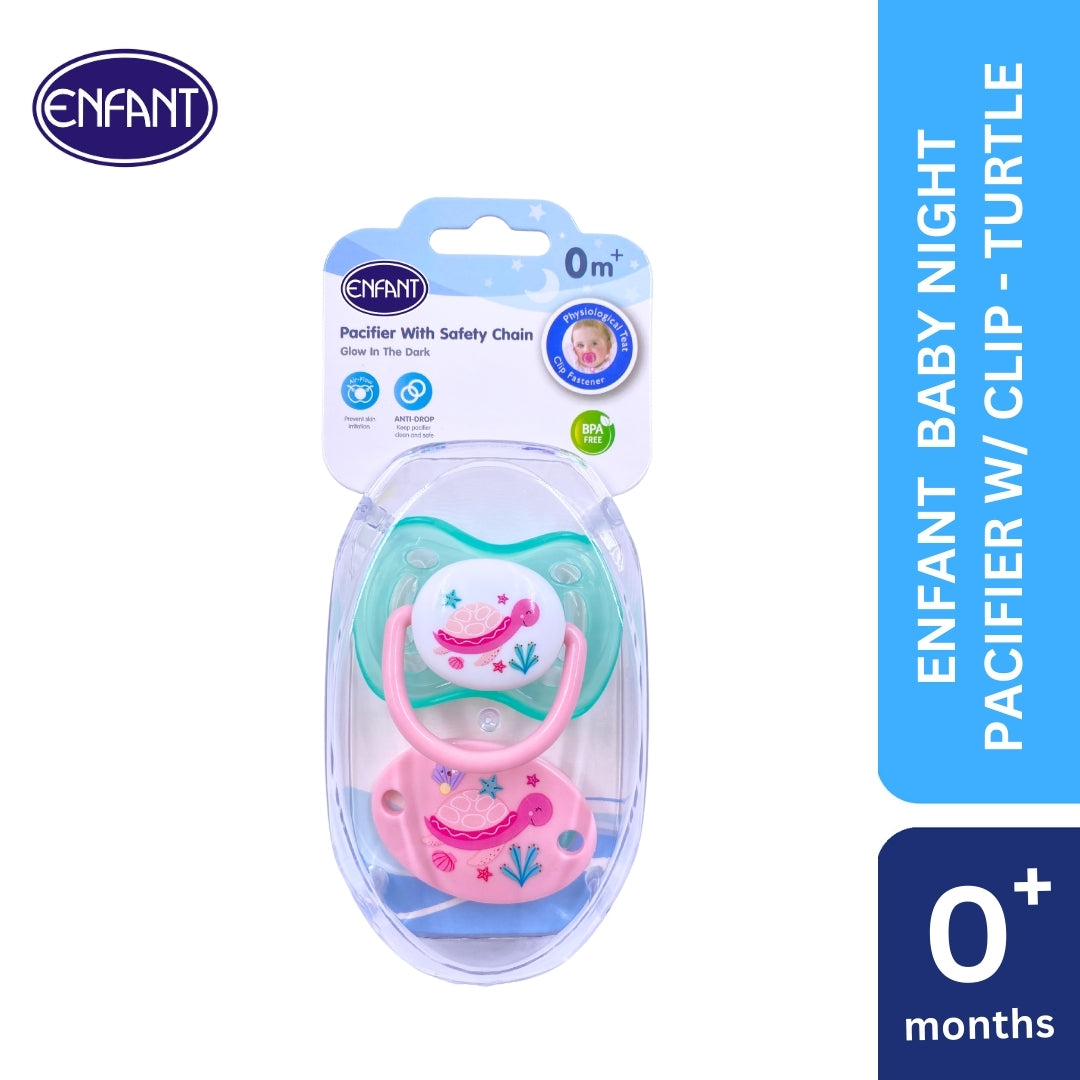 ENFANT BABY PACIFIER GLOW IN THE DARK WITH CLIP ON LANYARD