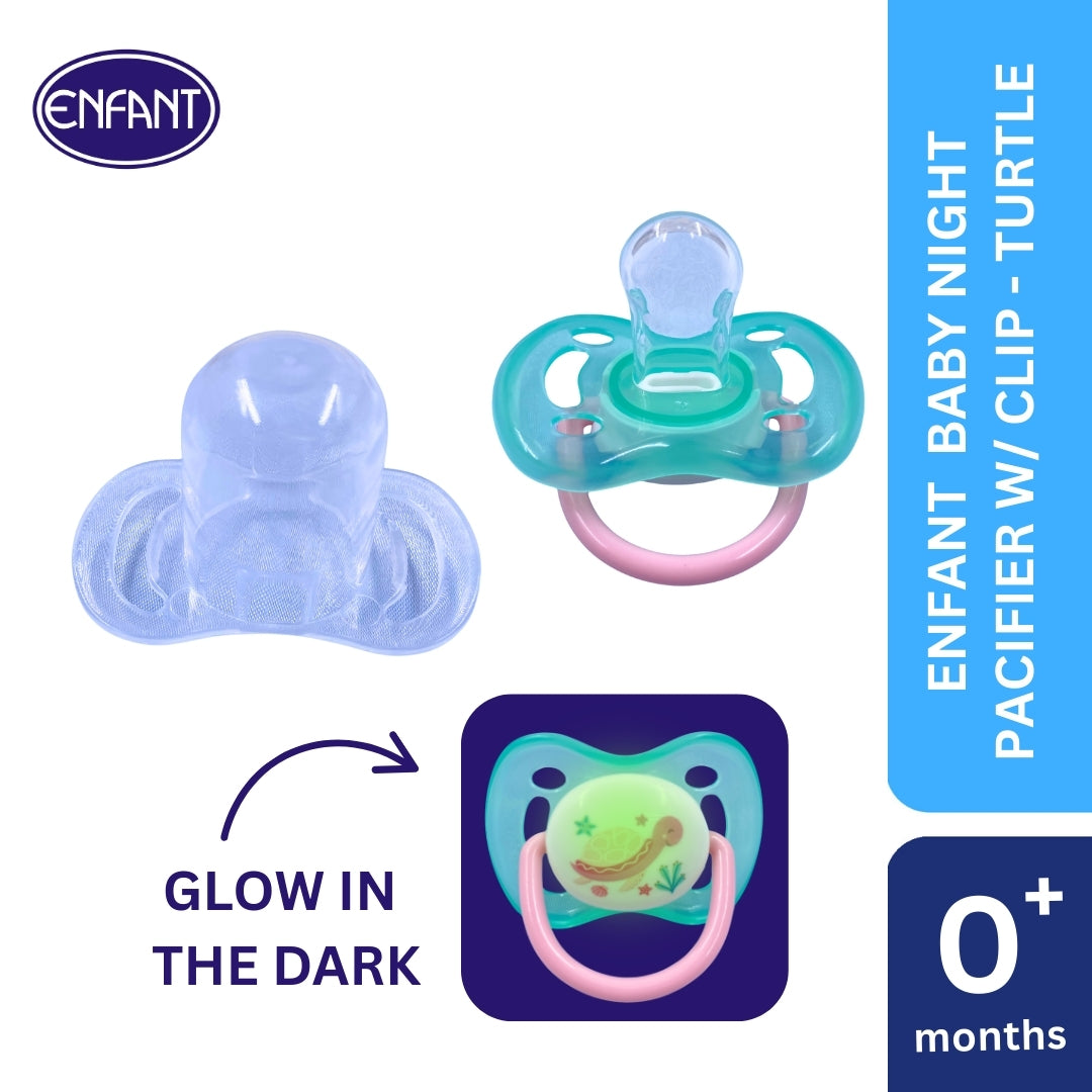 ENFANT BABY PACIFIER GLOW IN THE DARK WITH CLIP ON LANYARD