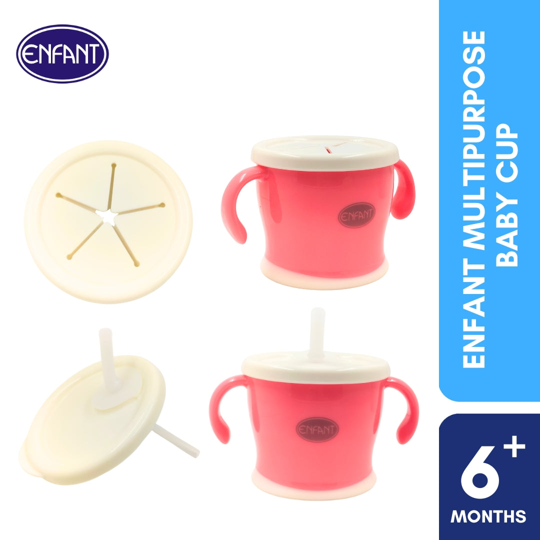 Enfant Multipurpose baby Snack and drinking cup With Silicone straw