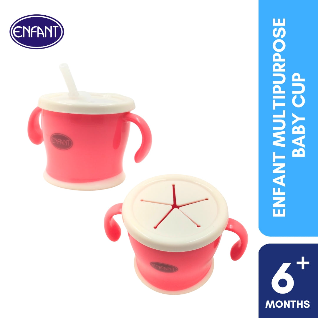 Enfant Multipurpose baby Snack and drinking cup With Silicone straw