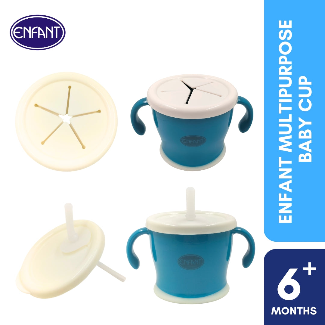 Enfant Multipurpose baby Snack and drinking cup With Silicone straw