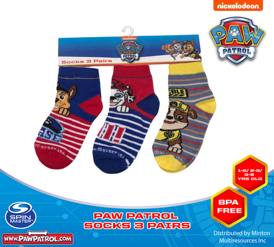 PAW PATROL SOCKS FOR BOYS SOCKS SET OF 3 FOR 1-2/ 2-3/ 3-5 YRS OLD