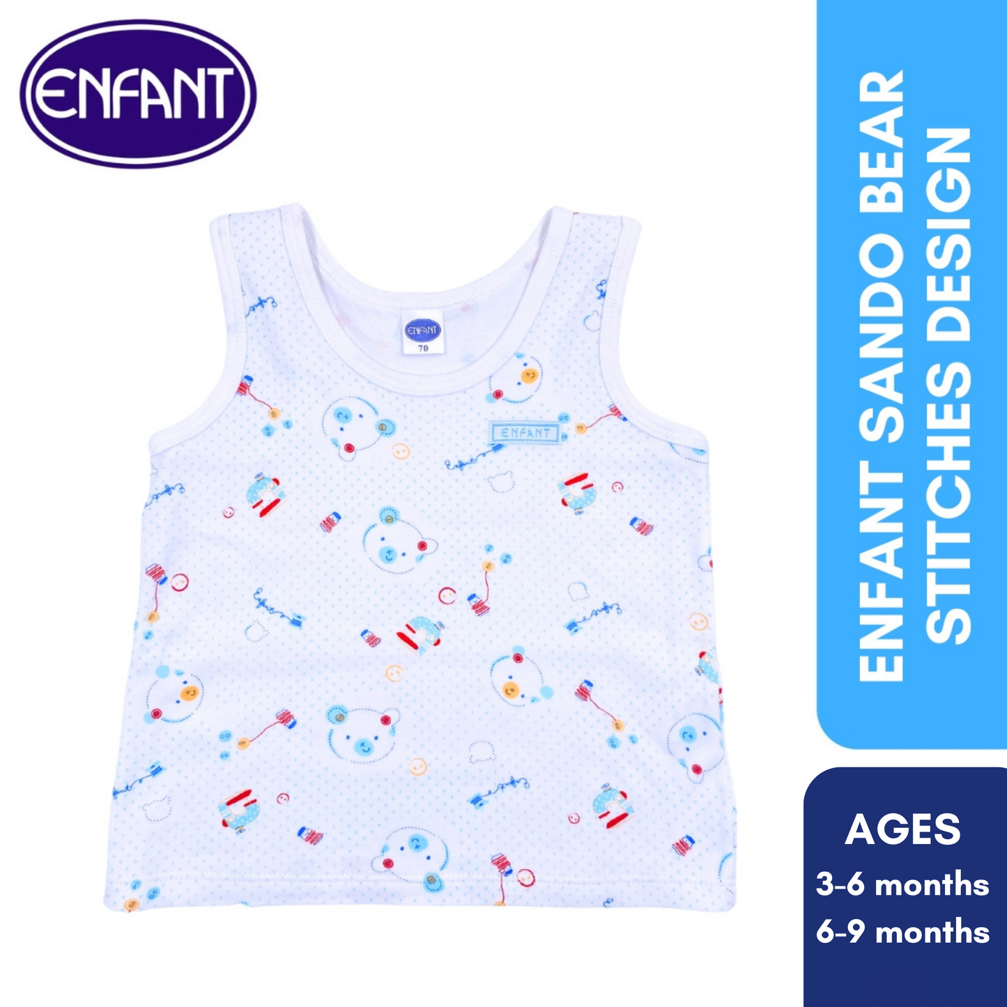 Enfant Sando Bear Stitches Design