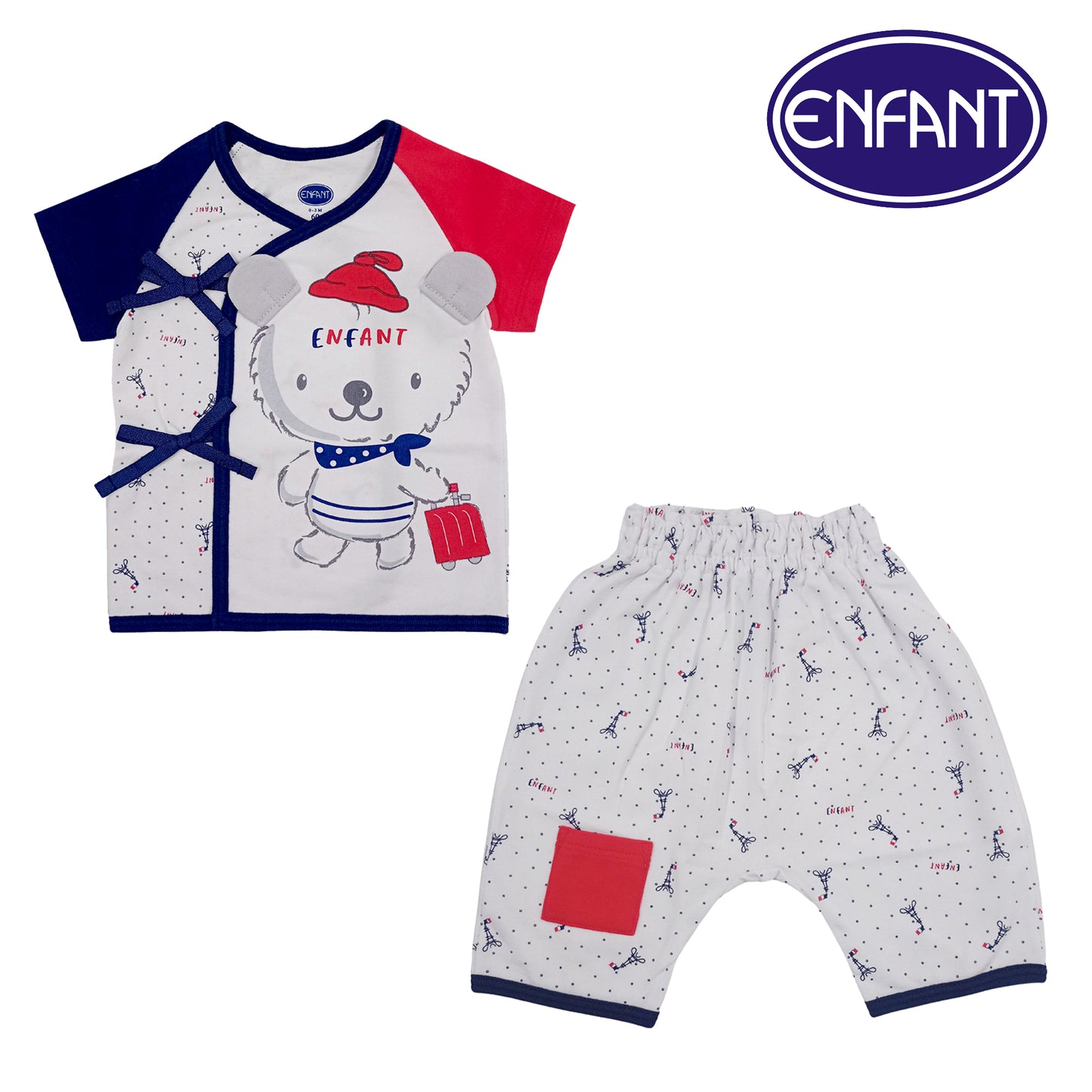 Enfant Tie Side Shorts Sleeve & Pants Travel Buddy Set 2023