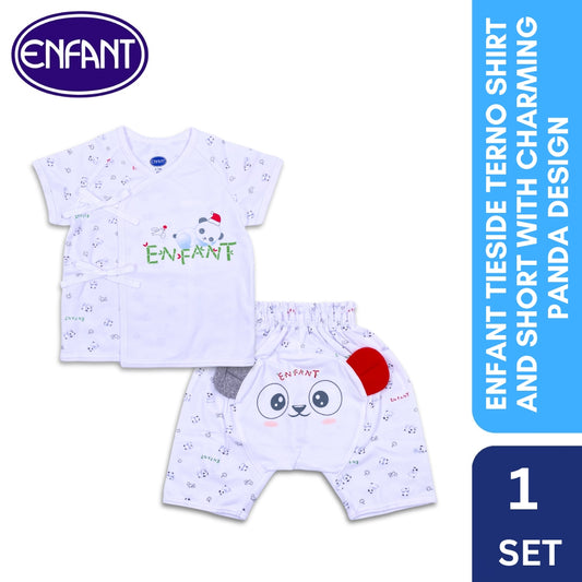 Enfant Tieside Terno shirt & Short w/ Charming panda design 2025