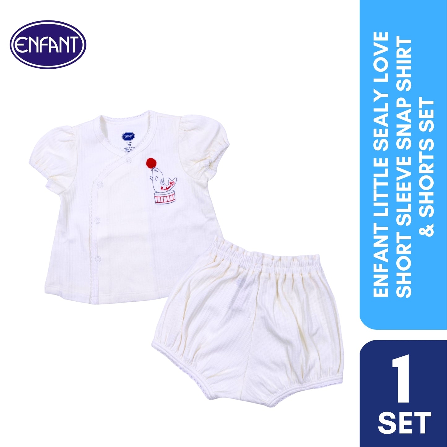 Enfant Little Sealy Love Short Sleeve snap Shirt  & Shorts Set