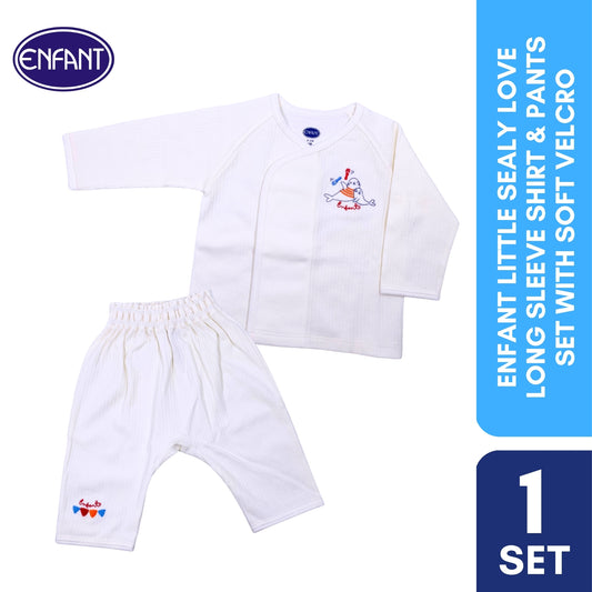 Enfant Little Sealy Love long Sleeve Shirt & Pants Set with Soft Velcro