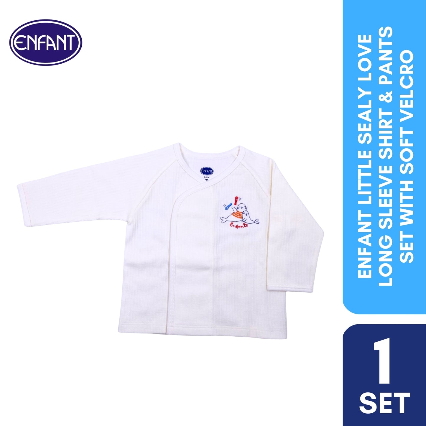 Enfant Little Sealy Love long Sleeve Shirt & Pants Set with Soft Velcro