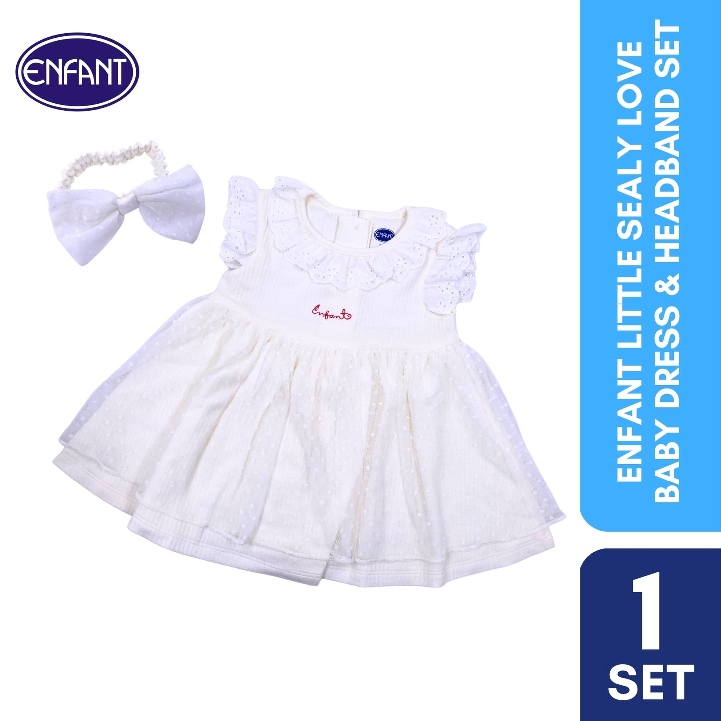 Enfant Little Sealy Love Baby Dress & Headband Set