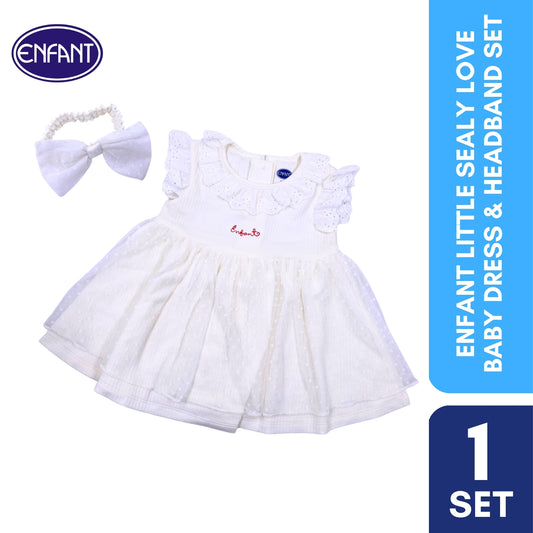 Enfant Little Sealy Love Baby Dress & Headband Set