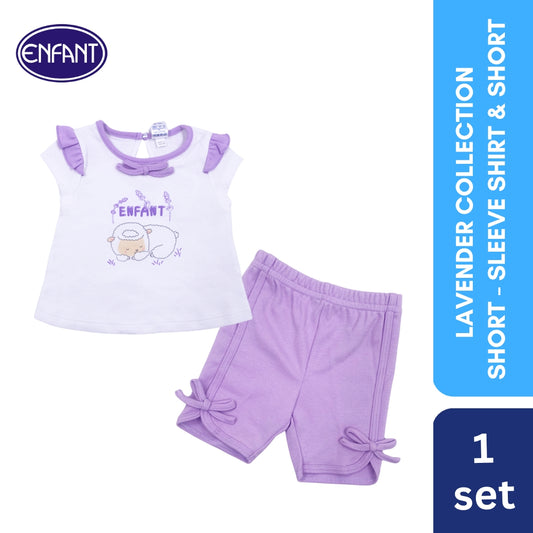 Lavender Collection Short-Sleeve Shirt & Shorts with Sheep Design