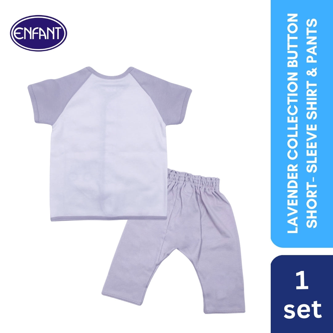 Lavender Collection button Short-Sleeve Shirt & pants with Sheep Design