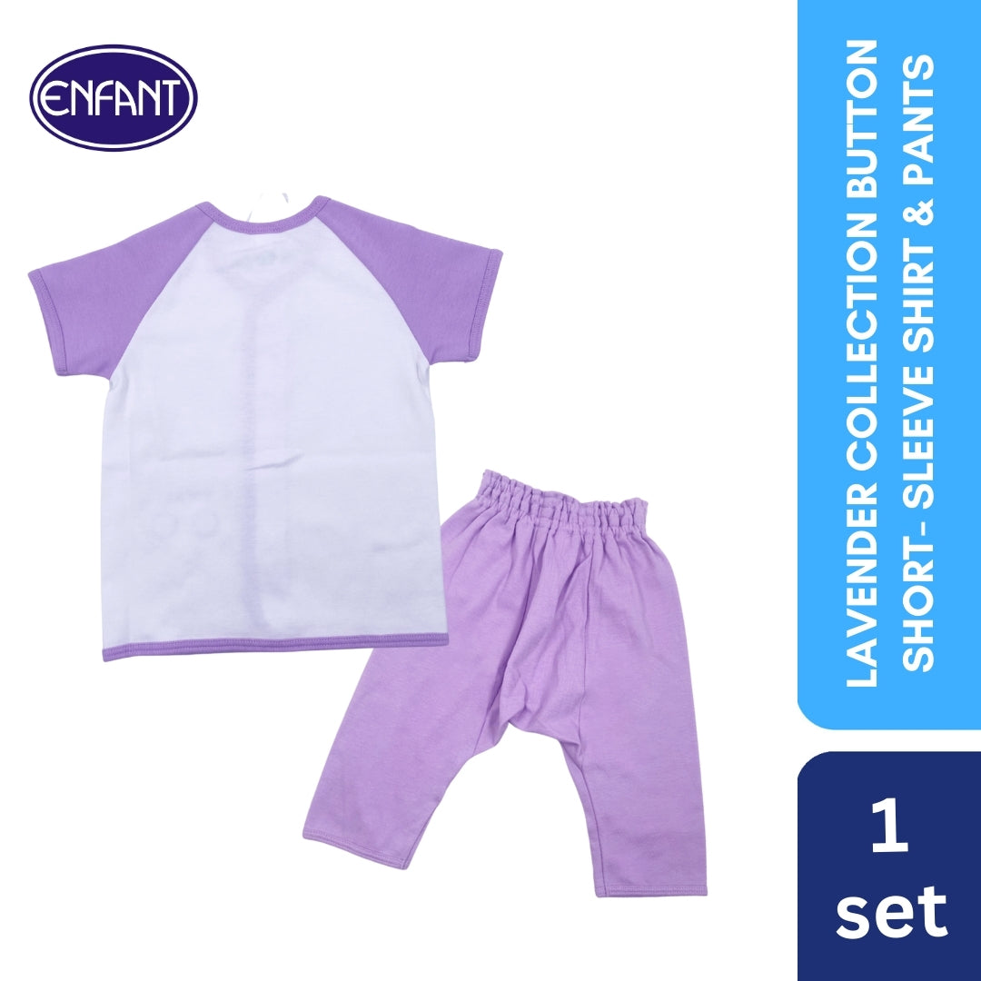 Lavender Collection button Short-Sleeve Shirt & pants with Sheep Design