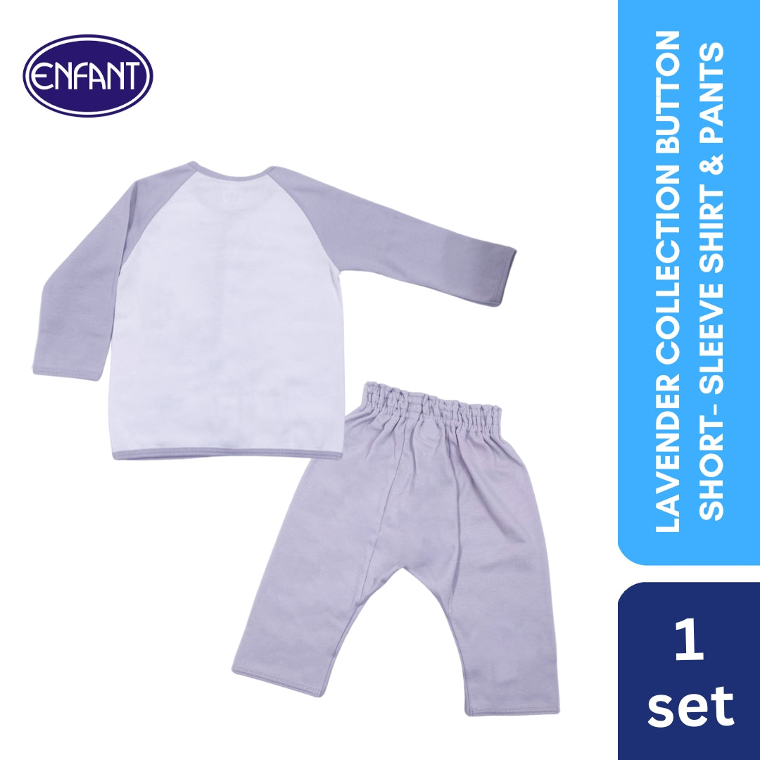 Lavender Collection button Long-Sleeve Shirt & pants with Sheep Design