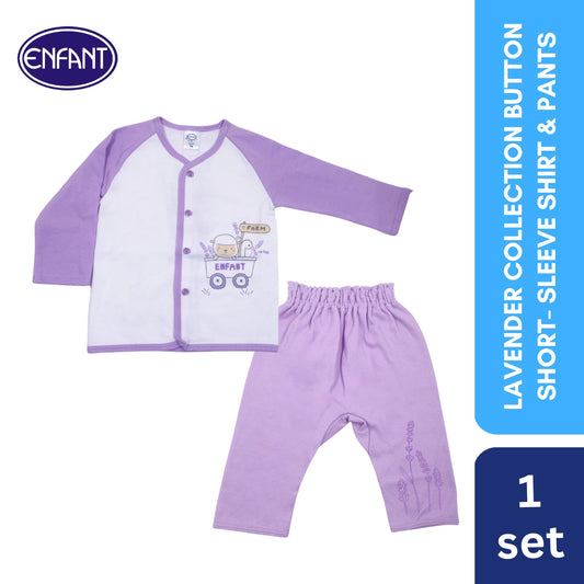 Lavender Collection button Long-Sleeve Shirt & pants with Sheep Design
