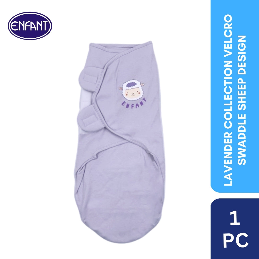 Lavender Collection Velcro Swaddle with Sheep Design