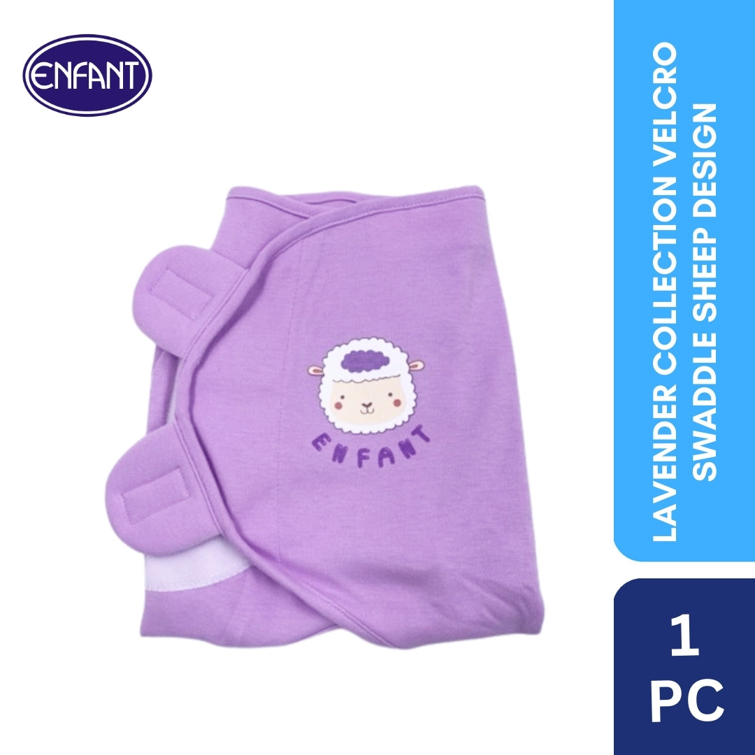 Lavender Collection Velcro Swaddle with Sheep Design