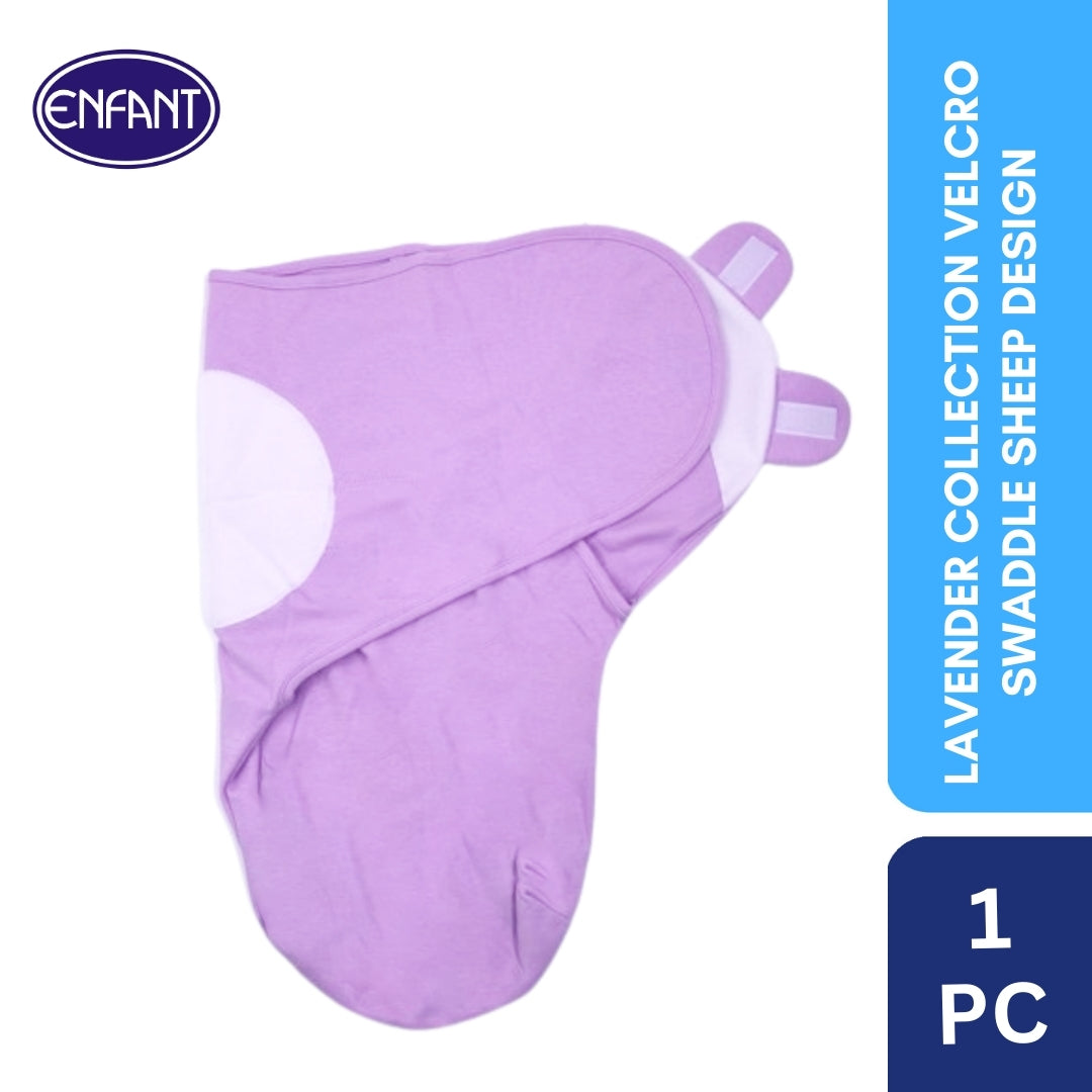 Lavender Collection Velcro Swaddle with Sheep Design