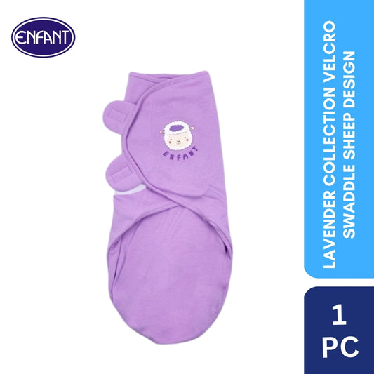 Lavender Collection Velcro Swaddle with Sheep Design