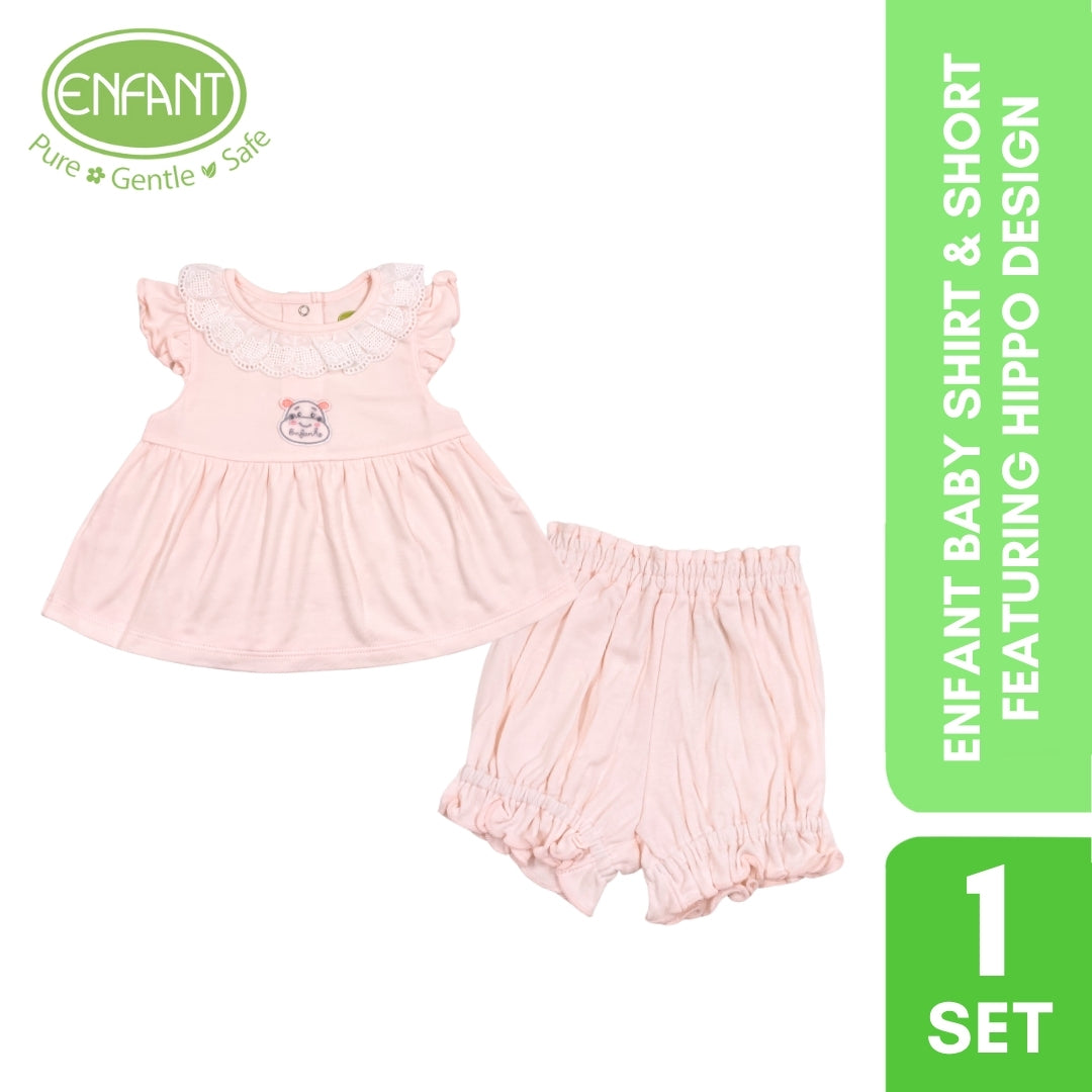 ENFANT BABY SHIRT & SHORT FEATURING HIPPO DESIGN