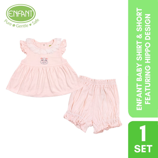 ENFANT BABY SHIRT & SHORT FEATURING HIPPO DESIGN