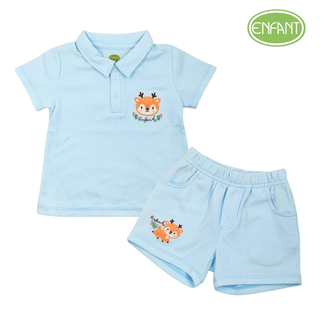 Enfant polo short sleeves and short with reindeer design for BOY