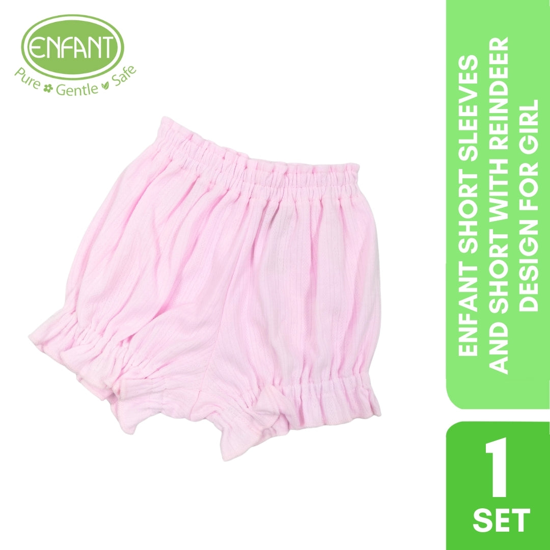 Enfant Short Sleeves and Short with reindeer design for girl