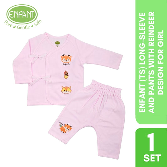 Enfant (TS) long-sleeve and pants with reindeer design