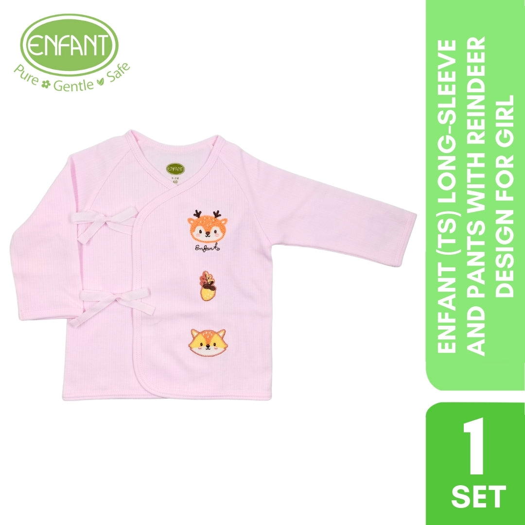 Enfant (TS) long-sleeve and pants with reindeer design
