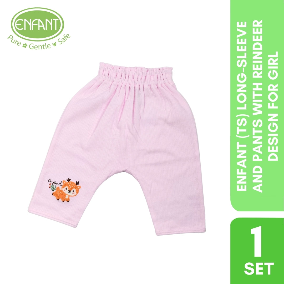 Enfant (TS) long-sleeve and pants with reindeer design