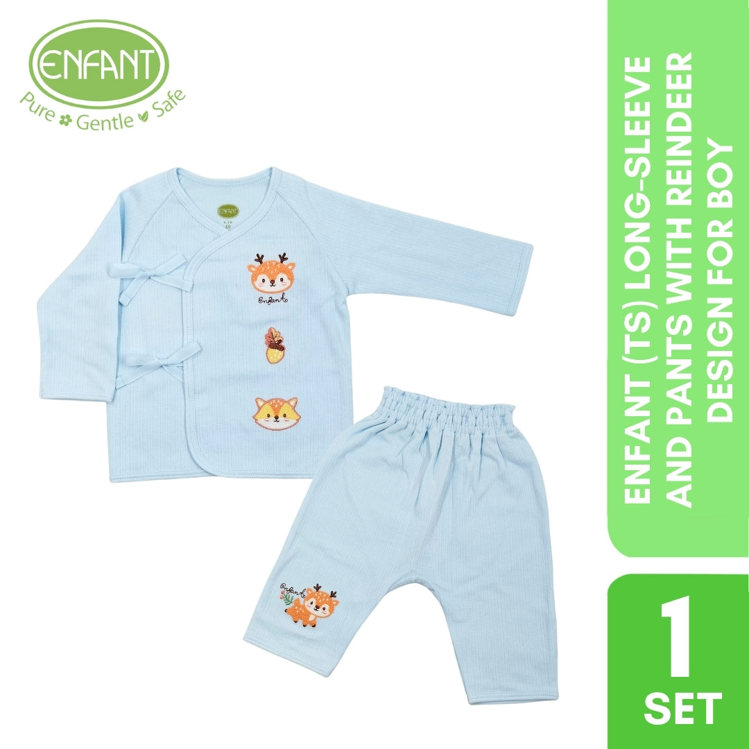 Enfant (TS) long-sleeve and pants with reindeer design