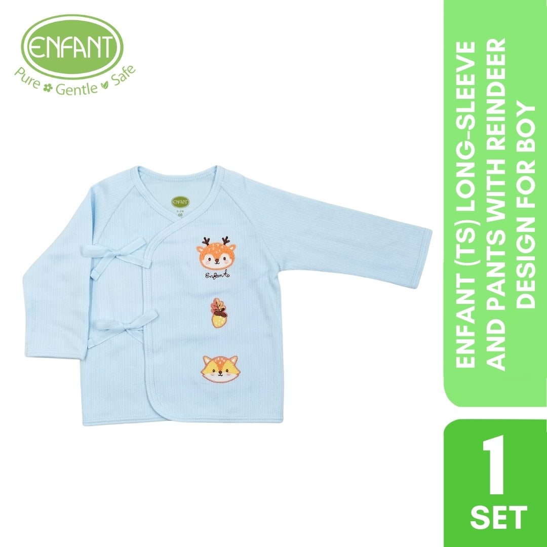 Enfant (TS) long-sleeve and pants with reindeer design