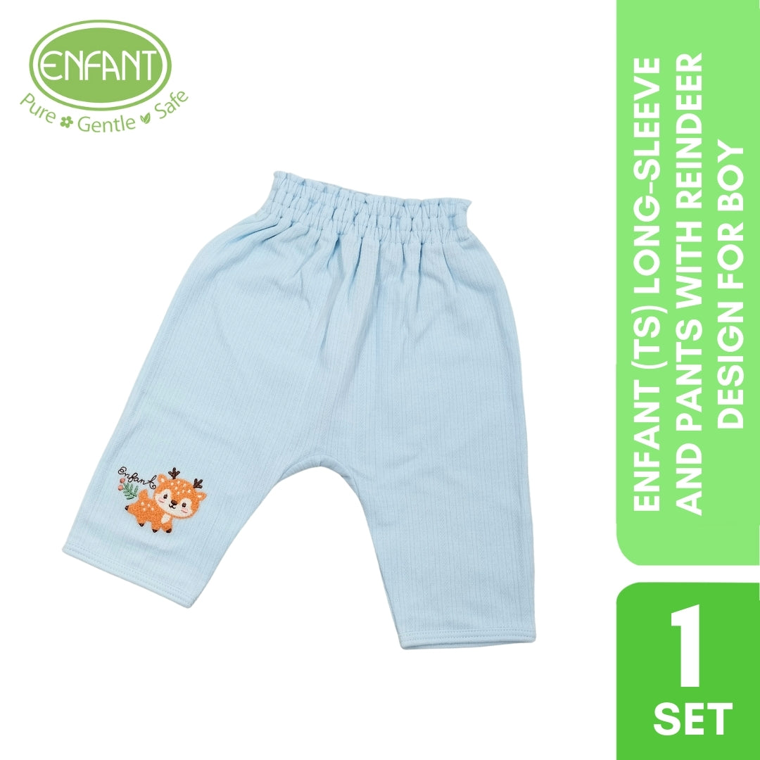 Enfant (TS) long-sleeve and pants with reindeer design