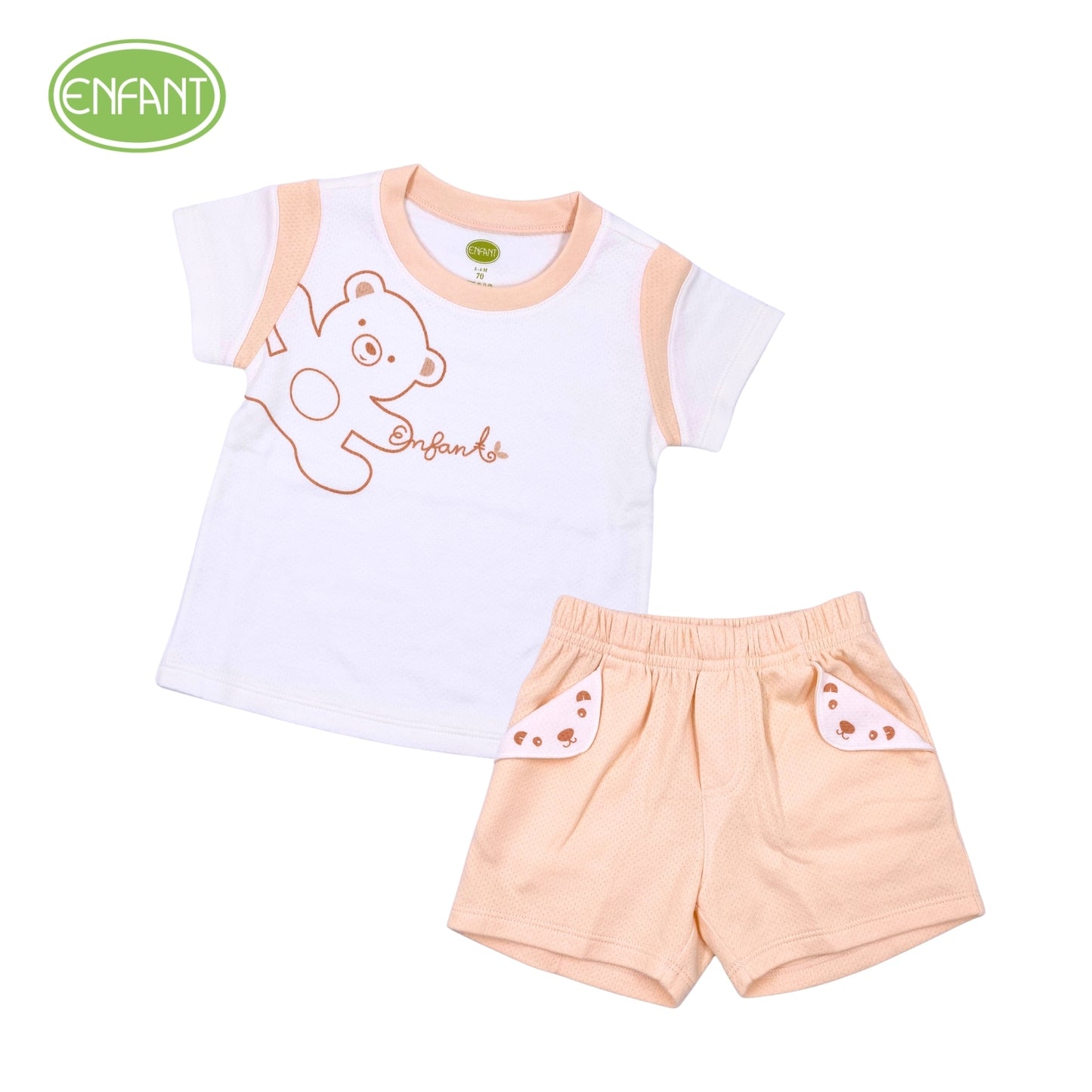 Enfant Tiny Teddy & Little  Bunny Short Sleeve Shirt  & Shorts Set
