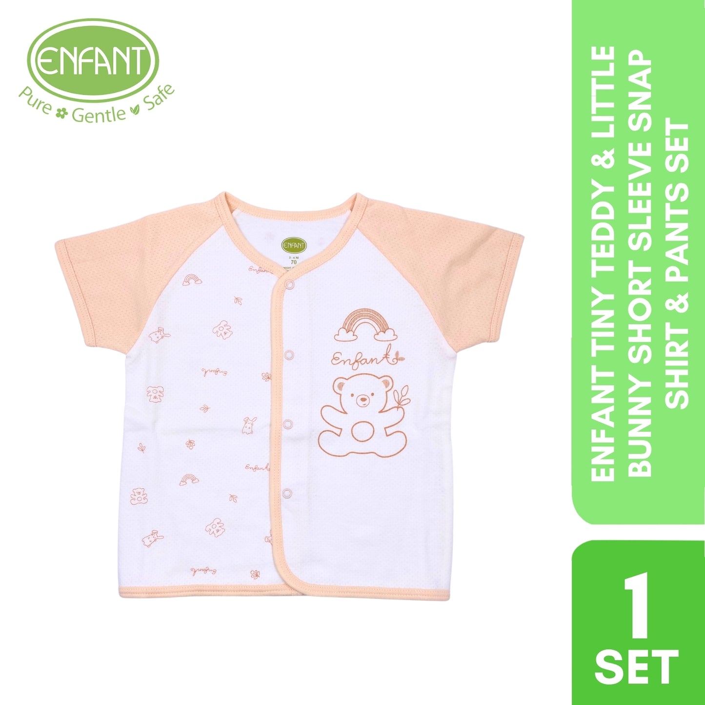 Enfant Tiny Teddy & Little  Bunny Short Sleeve  Shirt  & Shorts Set