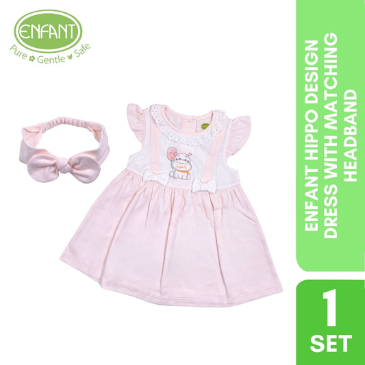ENFANT HIPPO DESIGN DRESS WITH MATCHING HEADBAND