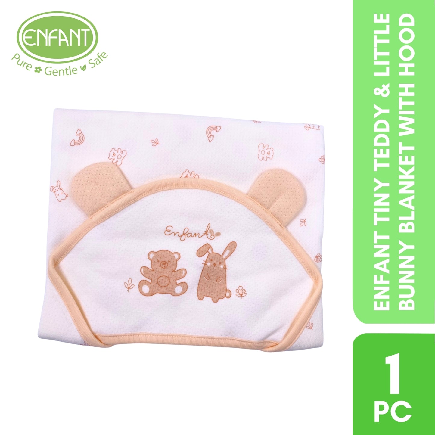 Enfant Tiny Teddy & Little Bunny blanket with hood