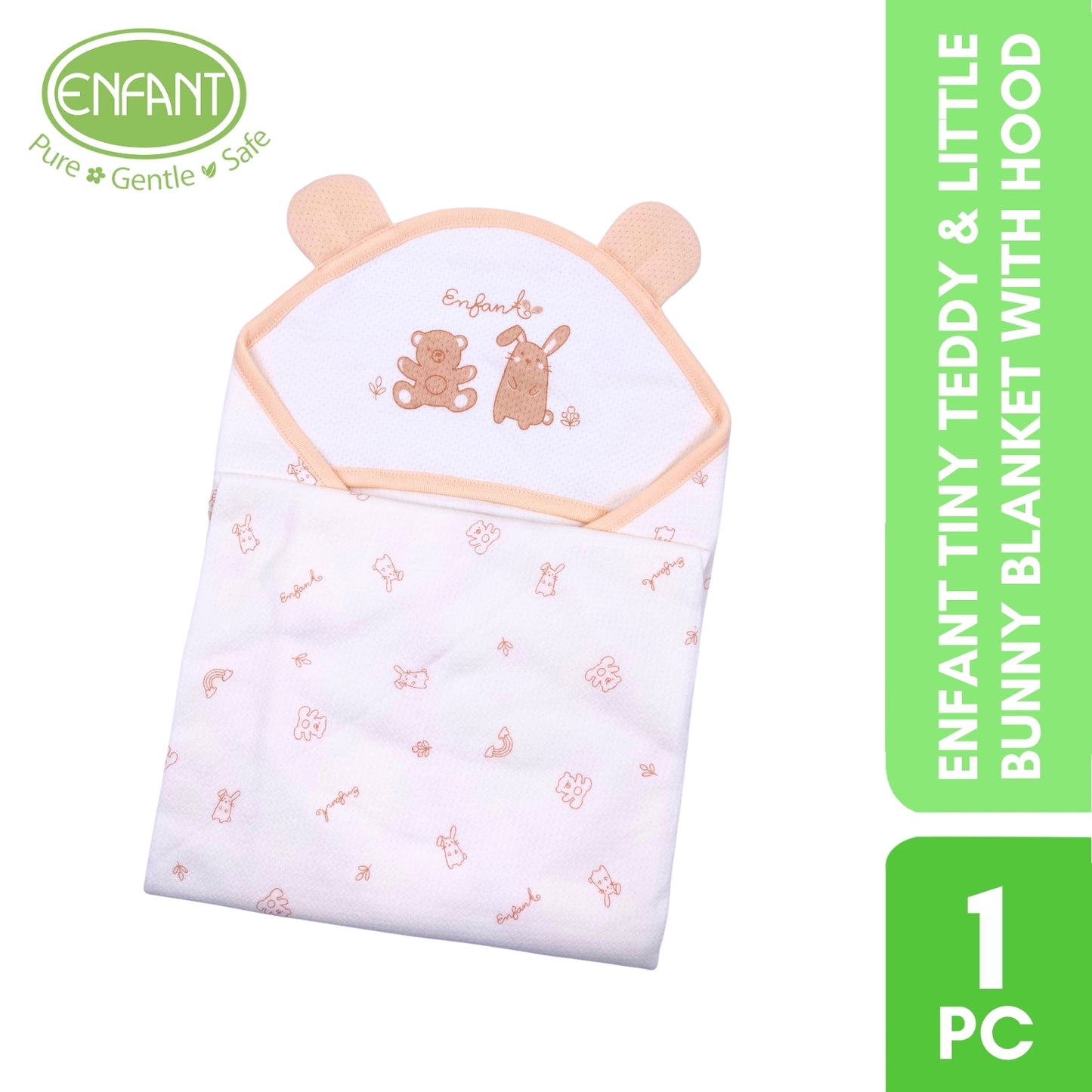 Enfant Tiny Teddy & Little Bunny blanket with hood