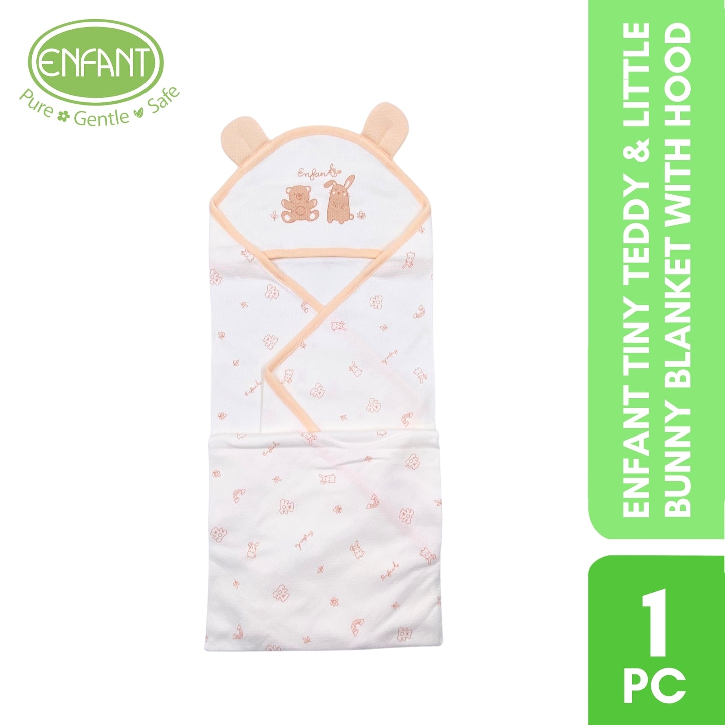 Enfant Tiny Teddy & Little Bunny blanket with hood