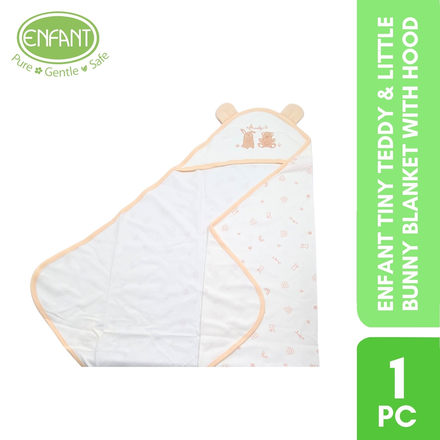Enfant Tiny Teddy & Little Bunny blanket with hood