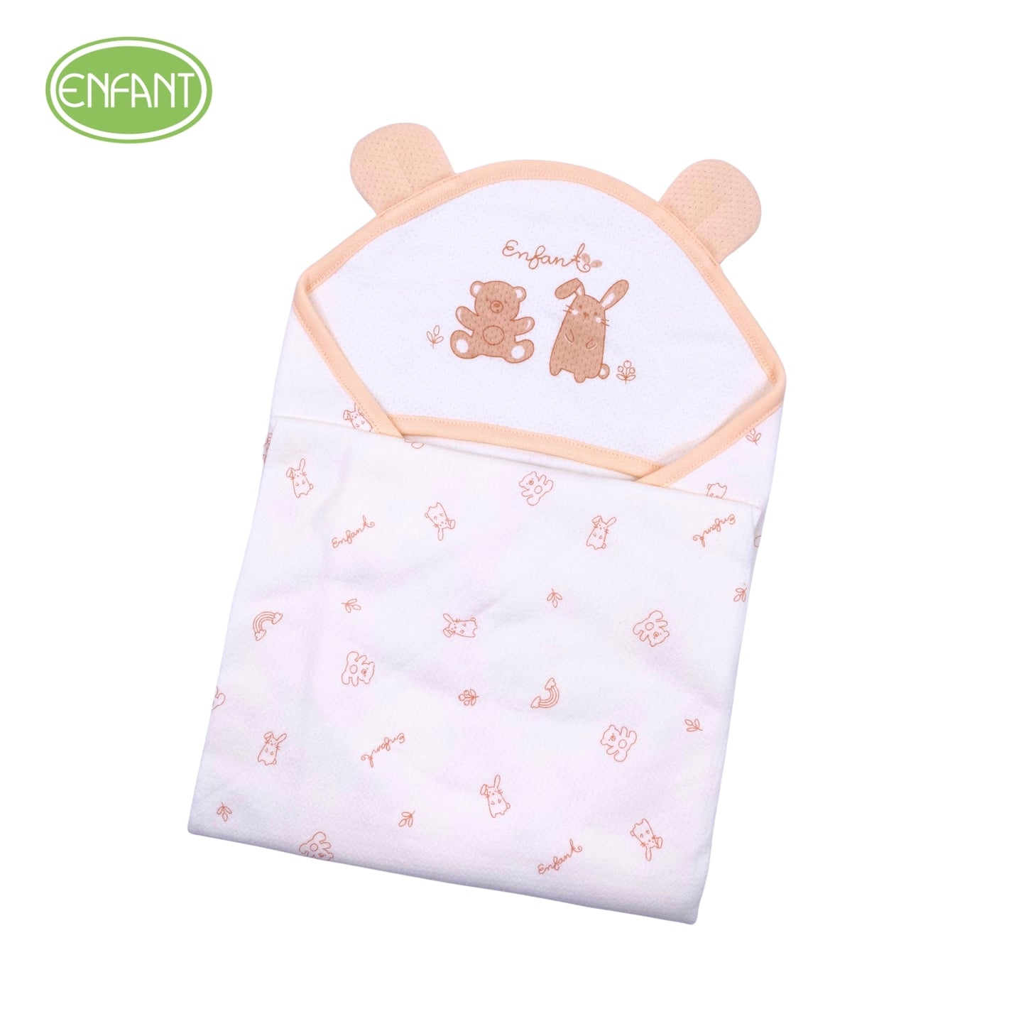 Enfant Tiny Teddy & Little Bunny blanket with hood