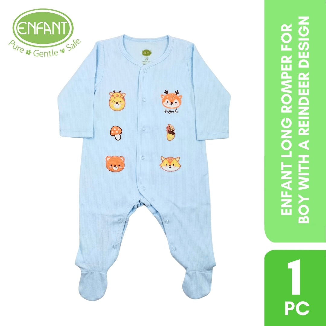 Enfant Long Romper for boy with a reindeer design