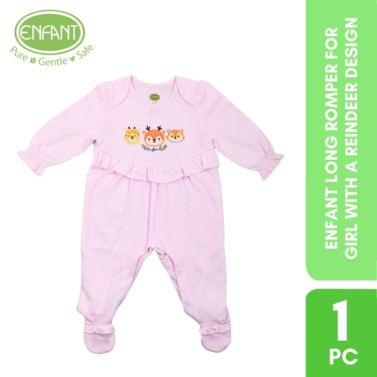 Enfant long romper for girl with a reindeer design