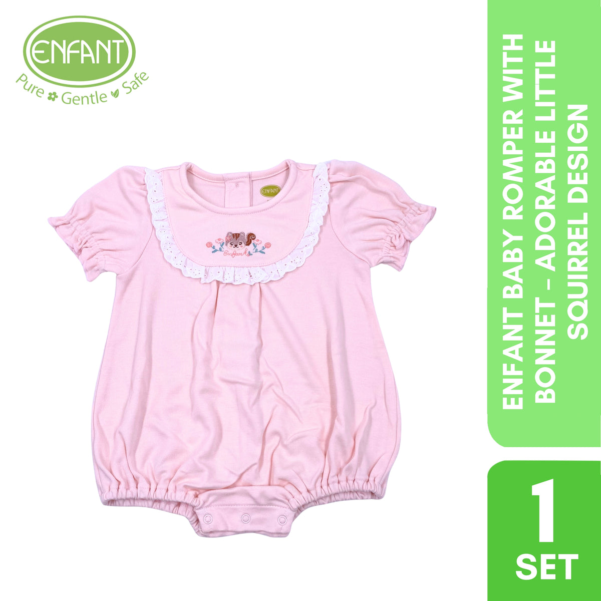 ENFANT Baby Romper with Bonnet – Adorable Little Squirrel Design