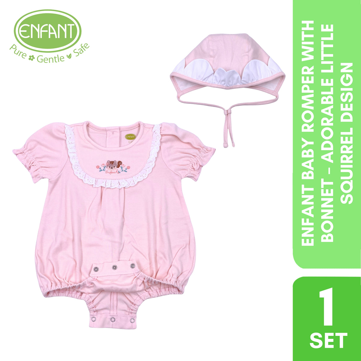 ENFANT Baby Romper with Bonnet – Adorable Little Squirrel Design