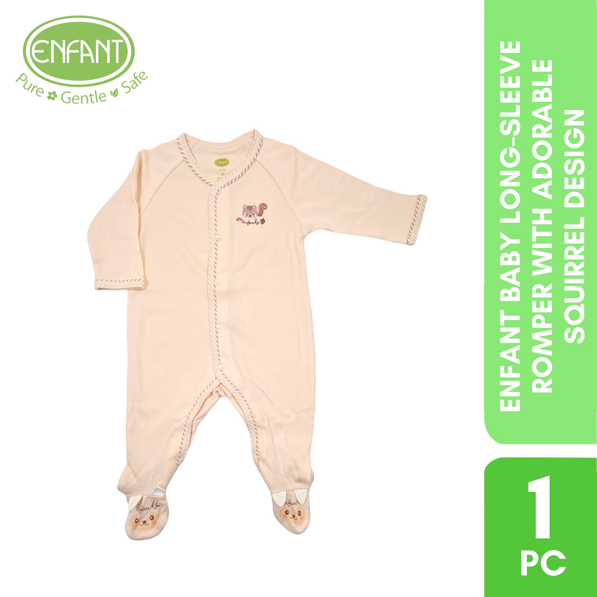 ENFANT Baby Long-Sleeve Romper with Adorable Squirrel Design