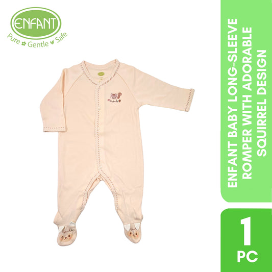 ENFANT Baby Long-Sleeve Romper with Adorable Squirrel Design