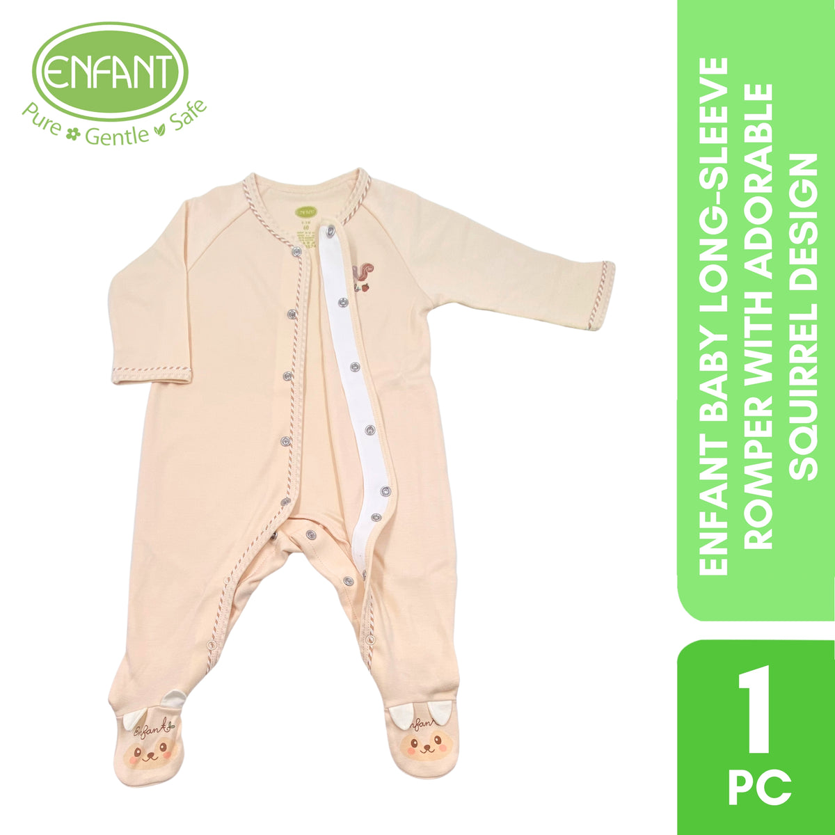 ENFANT Baby Long-Sleeve Romper with Adorable Squirrel Design