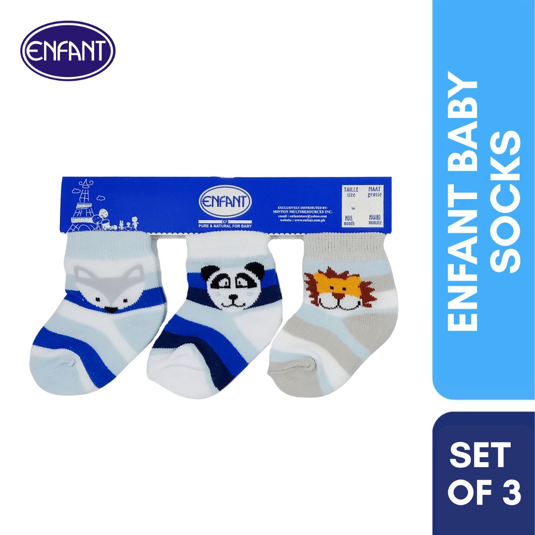Enfant Baby Boys Socks for 0-6/6-12/12-24 months (3 PAIRS)